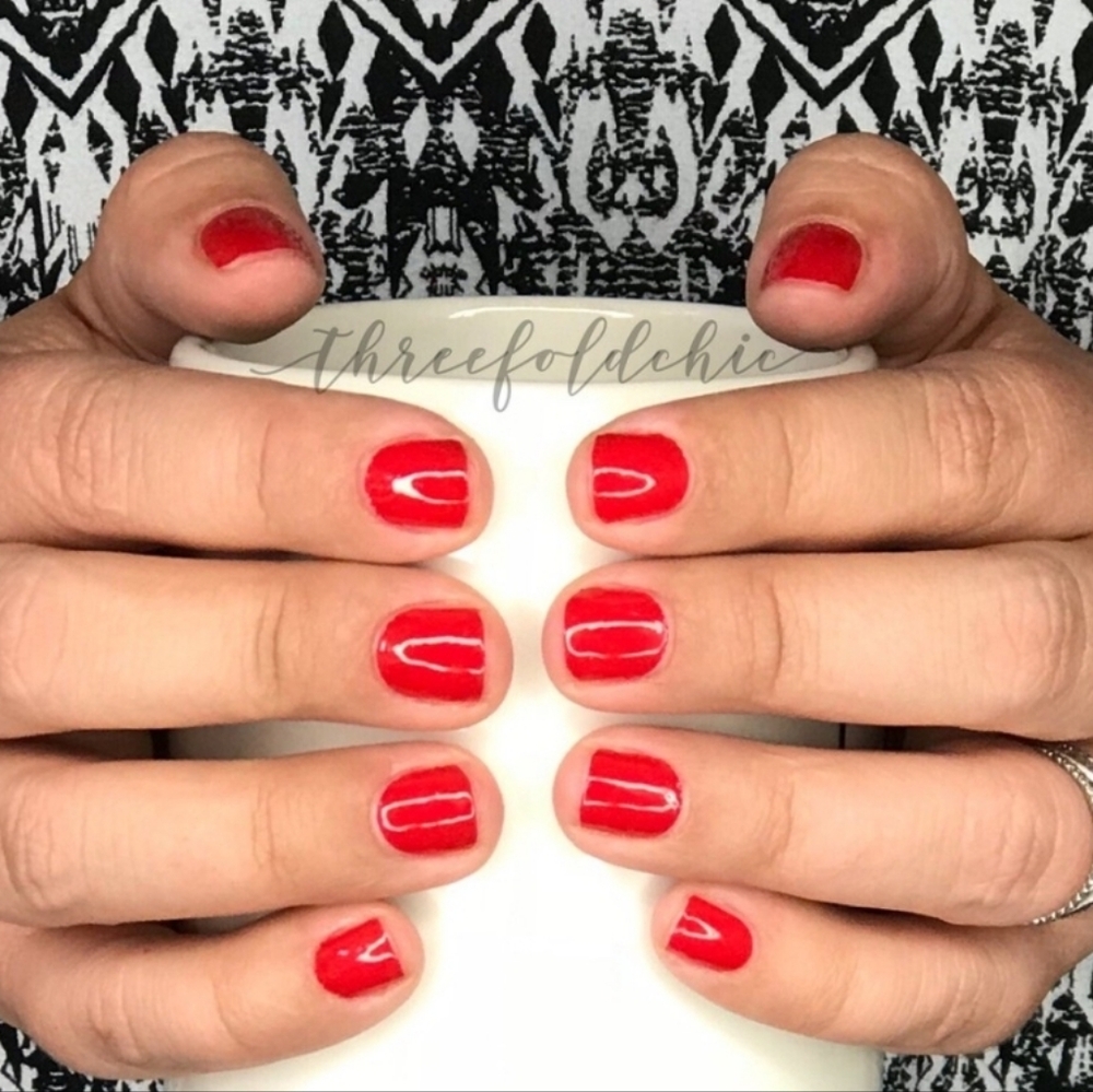 Color Street Baton Rougey Bright Red Nail Polish Strips Solid Set